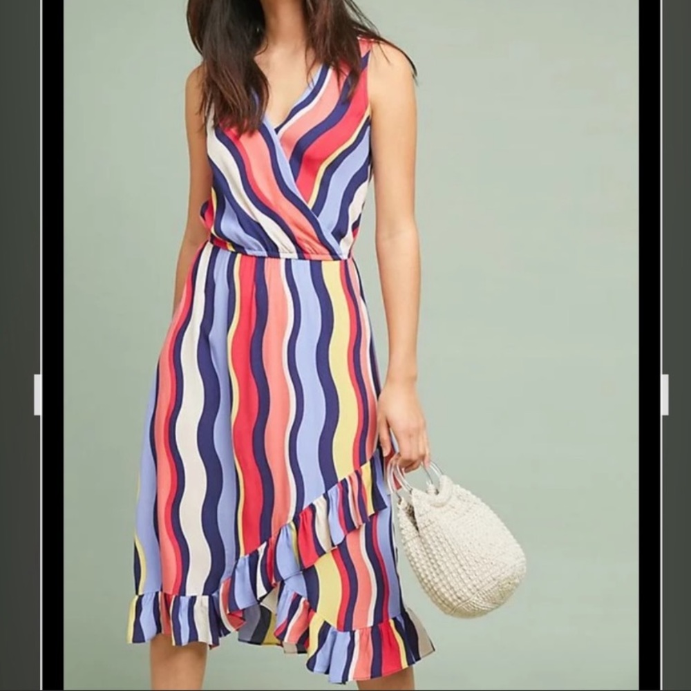 Plenty by Tracey Reese “Daphne” stripe dress from Anthropologie, wrap style, XS